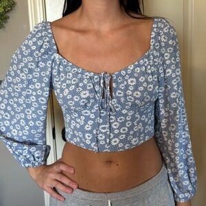 Wild Fable Floral Blue Women's Top